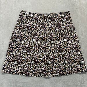 MARGARET M Skirt Women's Medium Floral A Line Navy Multi Color Preppy Boho Mini